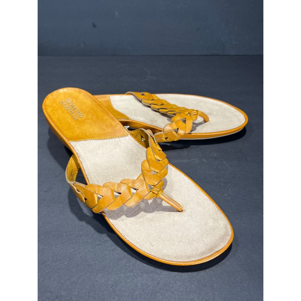 Mossimo Supply Co Braided Flat Sandals mustard Yellow women 10 Thong Flip Flops